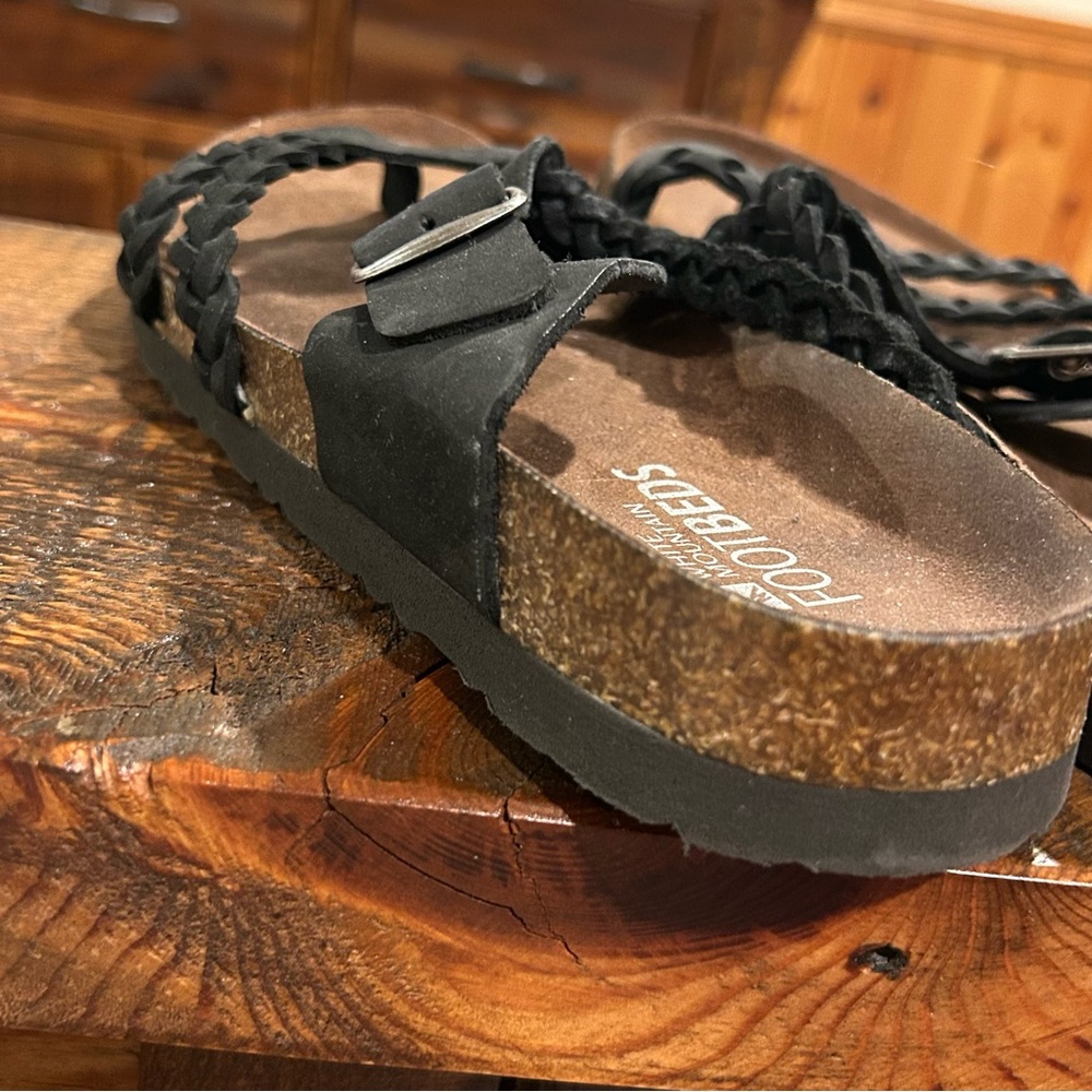 White Mountain Women's Black Braided Strap Footbed Sandals - Picture 5 of 5
